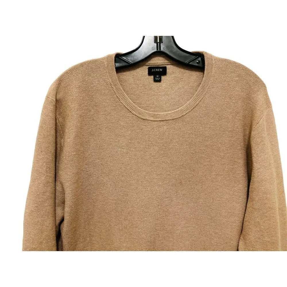 Men's Med J.Crew Crewneck Sweater Textured Cotton Tan Beige   B19